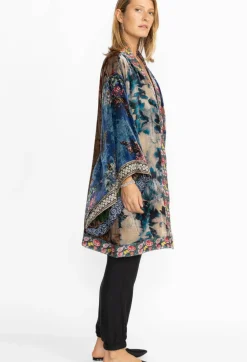 Johnny Was One Of A Kind Velvet Kimono- Black- Midi Multi