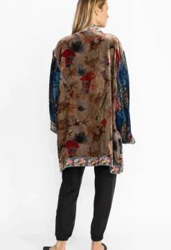 Johnny Was One Of A Kind Velvet Kimono- Black- Midi Multi