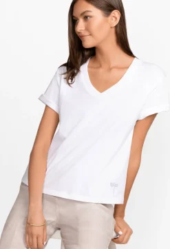 Johnny Was Organic Cotton Drop Shoulder Tee Bright White