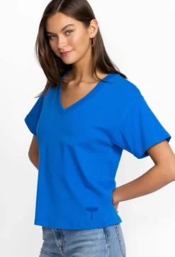 Sale Johnny Was Organic Cotton Drop Shoulder Tee Princess Blue Garden Vines