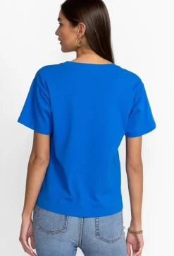 Sale Johnny Was Organic Cotton Drop Shoulder Tee Princess Blue Garden Vines