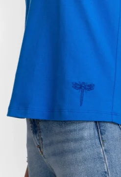 Sale Johnny Was Organic Cotton Drop Shoulder Tee Princess Blue Garden Vines