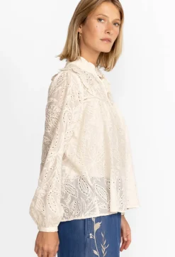 Outlet Johnny Was Palmas Ricas Eyelet Blouse Ecru