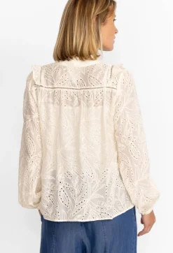 Outlet Johnny Was Palmas Ricas Eyelet Blouse Ecru