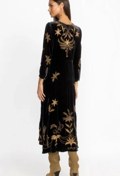 Clearance Johnny Was Palmira Velvet Effortless Midi Dress Black