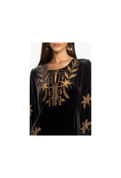 Clearance Johnny Was Palmira Velvet Effortless Midi Dress Black