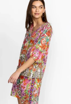Sale Johnny Was Puff Sleeve Button Front Blouse Wild Garden