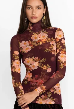 Hot Johnny Was Rebecca Mesh Mock Neck Long Sleeve Tee Mesh Tee Winonna