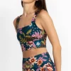 New Johnny Was Reversible Square Neck Sports Bra Delfino
