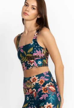 New Johnny Was Reversible Square Neck Sports Bra Delfino