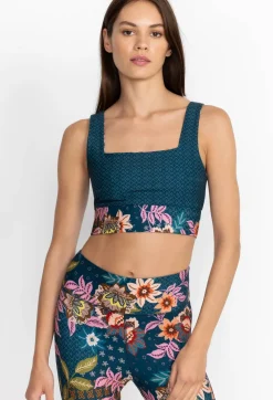 New Johnny Was Reversible Square Neck Sports Bra Delfino