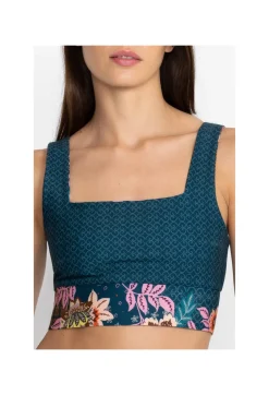 New Johnny Was Reversible Square Neck Sports Bra Delfino