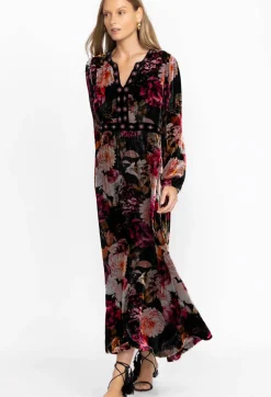 Discount Johnny Was Rosa Velvet Front Notch Dress Multi