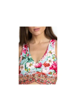 New Johnny Was Ruched Sports Bra Pink Rose