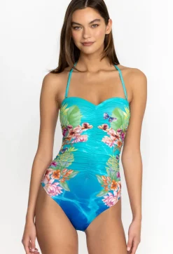 Outlet Johnny Was Ruched Sweetheart One Piece Water Tropic