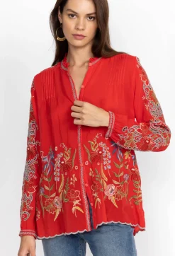 Discount Johnny Was Ruelle Blouse Mars Red