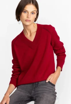 Discount Johnny Was Sally Cashmere Whipstitch Sweater Red