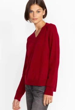 Discount Johnny Was Sally Cashmere Whipstitch Sweater Red