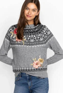 Online Johnny Was Sammy Fairisle Pullover Grey