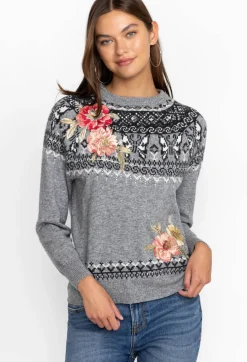 Online Johnny Was Sammy Fairisle Pullover Grey