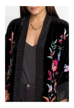 Johnny Was Sandra Wide Cuff Velvet Kimono Black