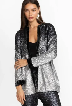 Hot Johnny Was Sequin Button Up Black