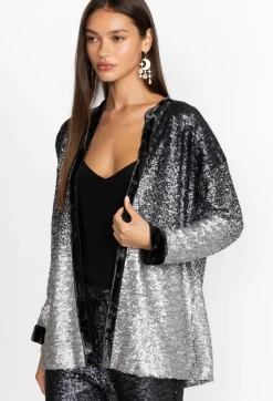 Hot Johnny Was Sequin Button Up Black