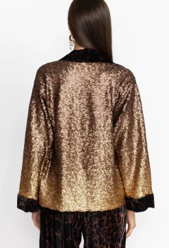 Johnny Was Sequin Plaza Kimono Gold