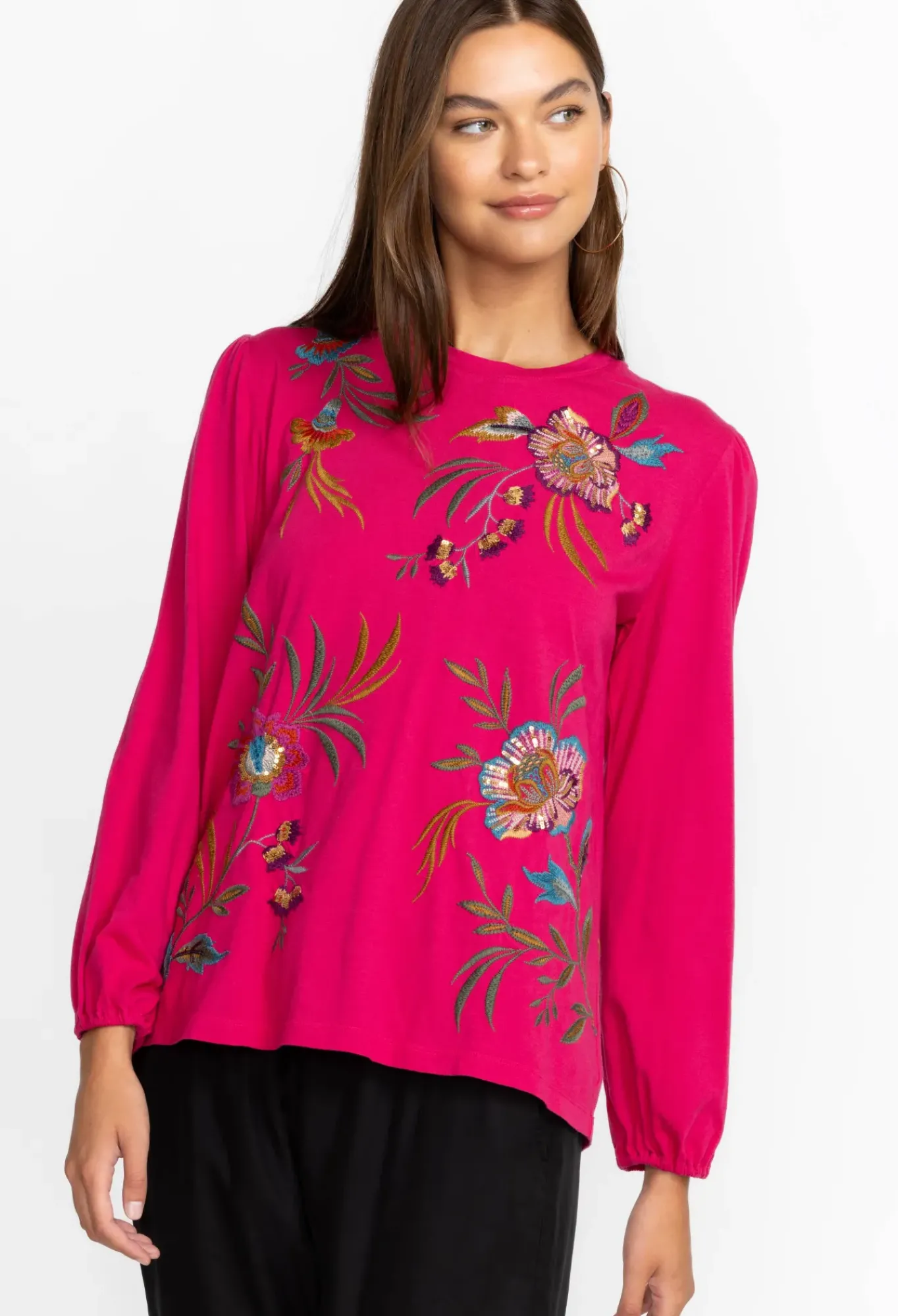 Sale Johnny Was Sidonia Bishop Sleeve Sequin Tee Vivacious