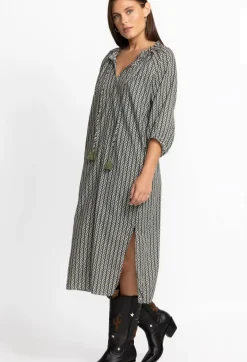Hot Johnny Was Split Ruffle Neck Midi Multi