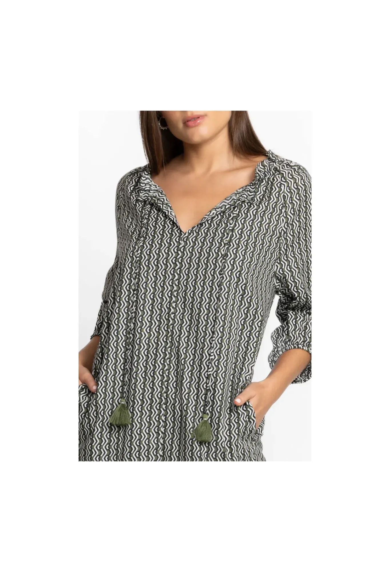 Hot Johnny Was Split Ruffle Neck Midi Multi