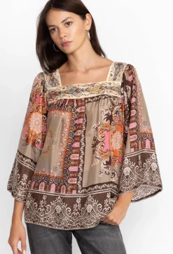 Clearance Johnny Was Square Neckline Blouse Flora Lace