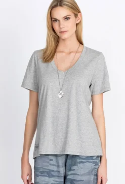Online Johnny Was S/S V-Neck Layering Tee Heather Grey