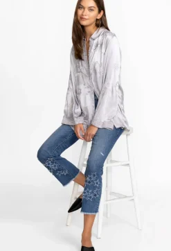 Discount Johnny Was Stars Dance Cropped Baby Boot Jean Vintage Aged Wash