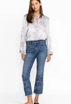 Discount Johnny Was Stars Dance Cropped Baby Boot Jean Vintage Aged Wash