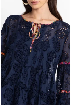 Outlet Johnny Was Tamera Eyelet Blouse Sapphire Blue