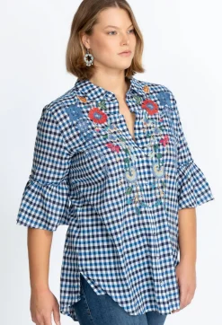 Clearance Johnny Was Taryn Ruffle Sleeve Tunic Plaid