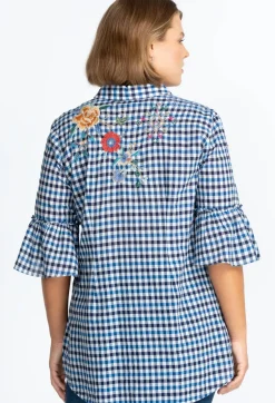 Clearance Johnny Was Taryn Ruffle Sleeve Tunic Plaid