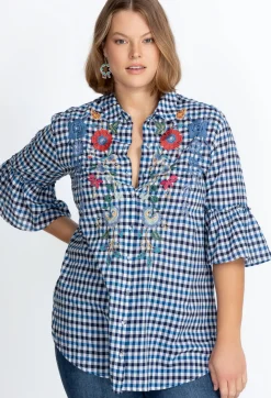 Clearance Johnny Was Taryn Ruffle Sleeve Tunic Plaid