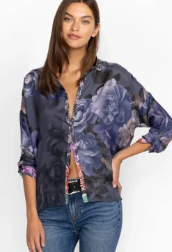 New Johnny Was The Audrey Oversized Blouse Grey Peony