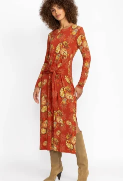 Hot Johnny Was The Janie Favorite Long Sleeve Tie Front Knit Dress Paisley Lace