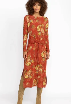 Hot Johnny Was The Janie Favorite Long Sleeve Tie Front Knit Dress Paisley Lace