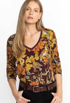 Johnny Was The Janie Favorite Long Sleeve V-Neck Tee Salamanca
