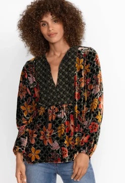 Outlet Johnny Was Velvet Curved Hem Blouse Jasmoon Flore