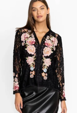 Johnny Was Veronne Lace Blouse (Slip) Black