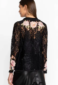 Johnny Was Veronne Lace Blouse (Slip) Black