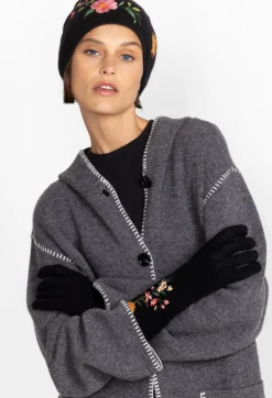 New Johnny Was Vista Embroidered Gloves Black