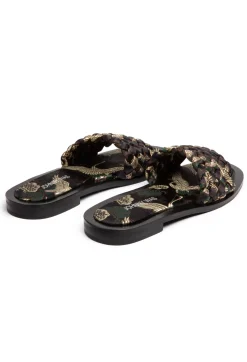Best Johnny Was Woven Crane Sandal Black