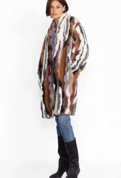 New Johnny Was Ziggy Faux Fur Coat Multi