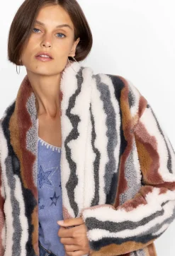 New Johnny Was Ziggy Faux Fur Coat Multi